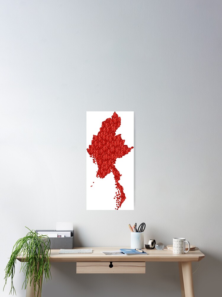 Thumbnail 2 of 3, Poster, Red Rhinestone Myanmar designed and sold by TheIconSmith.