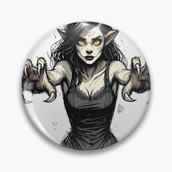 Item preview, Werewolf girl posing hand drawn illustration designed and sold by Vintage Designs +.