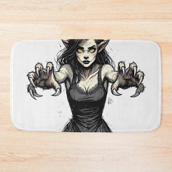 Item preview, Werewolf girl posing hand drawn illustration designed and sold by Vintage Designs +.