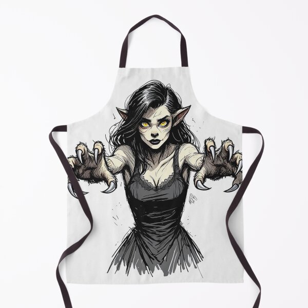 Item preview, Werewolf girl posing hand drawn illustration designed and sold by Vintage Designs +.