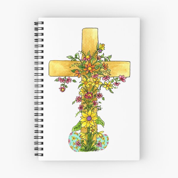 Item preview, Yellow Cross draped with Flowers and Easter Eggs designed and sold by MaryAnneHarding.