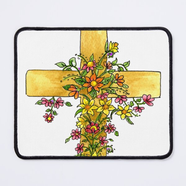 Item preview, Yellow Cross draped with Flowers and Easter Eggs designed and sold by MaryAnneHarding.