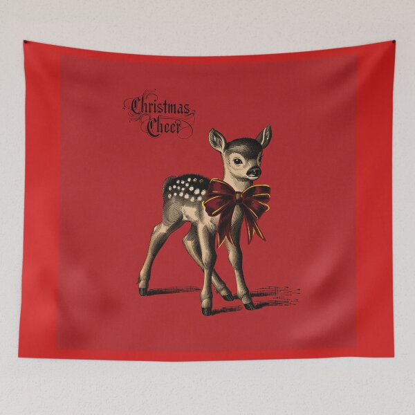 Item preview,  Christmas Cheer cute vintage Deer christmas card art designed and sold by Vintage Designs +.