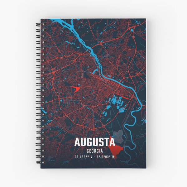 Item preview, Augusta Red & Blue Minimalist Map designed and sold by HomeLivingCo.