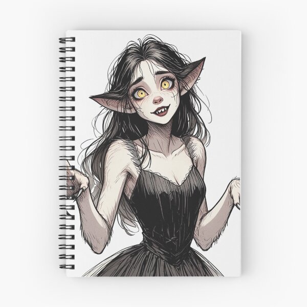 Item preview,  Werewolf girl posing hand drawn illustration designed and sold by Vintage Designs +.