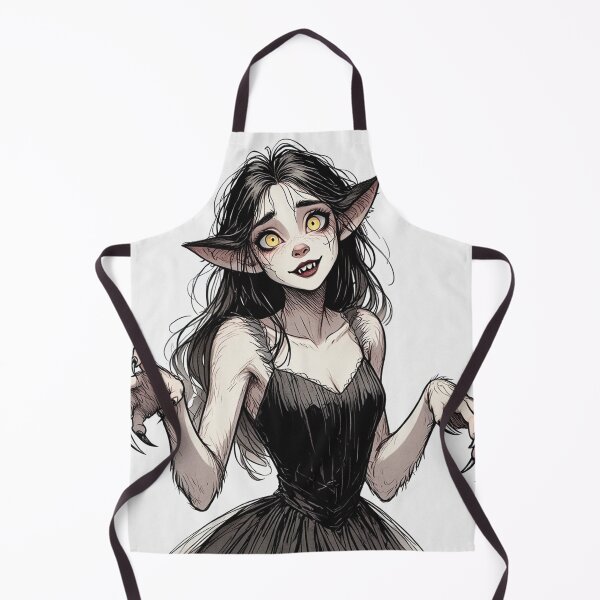 Item preview,  Werewolf girl posing hand drawn illustration designed and sold by Vintage Designs +.