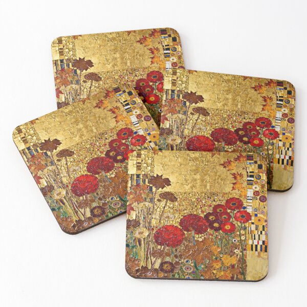 Item preview, Golds and Reds Flower Garden – Klimt-Inspired Symbolist Art designed and sold by EmeraldeaArt.