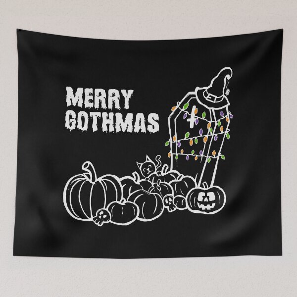 Item preview, MERRY GOTHMAS | funny gothic Halloween Christmas pun designed and sold by ToruandMidori.