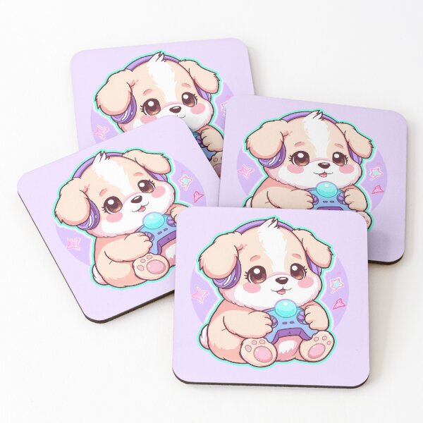 Item preview, Chubby Kawaii Puppy Gamer | Cute Pastel Headphones & Joystick Art designed and sold by PawxelArt.