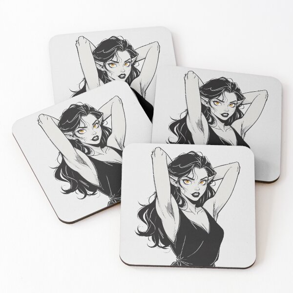 Item preview, Werewolf girl posing hand drawn illustration designed and sold by Vintage Designs +.