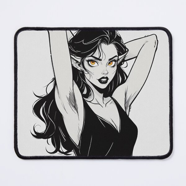 Item preview, Werewolf girl posing hand drawn illustration designed and sold by Vintage Designs +.