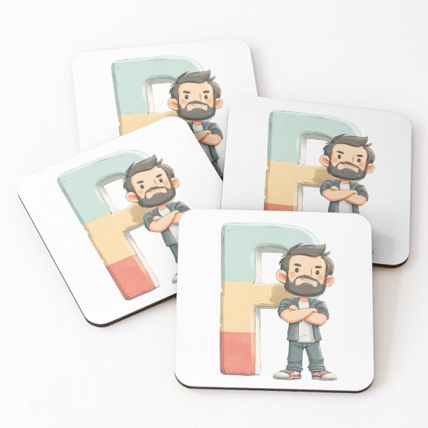 Item preview, Strong Bearded Man Standing in Front of Giant Letter P Illustration designed and sold by JunsH.