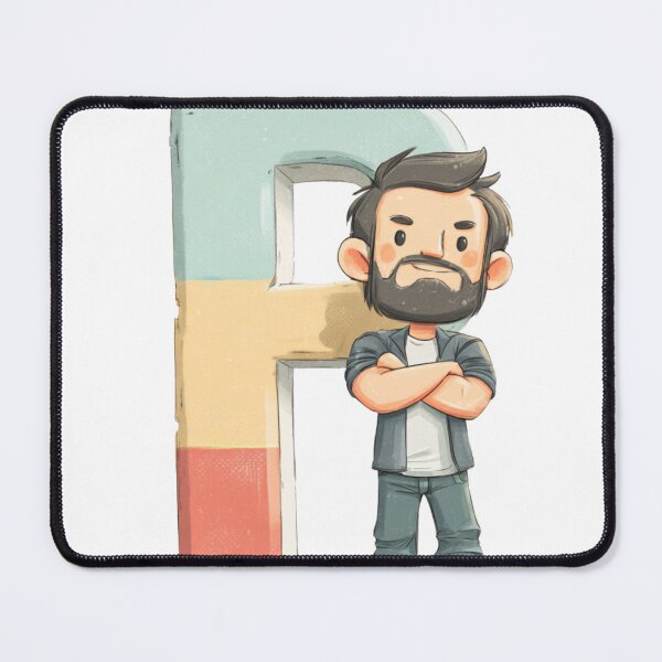 Item preview, Strong Bearded Man Standing in Front of Giant Letter P Illustration designed and sold by JunsH.