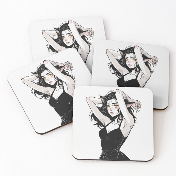 Item preview, Werewolf girl posing hand drawn illustration designed and sold by Vintage Designs +.
