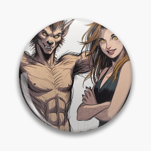 Item preview, Werewolf male and female cool halloween graphic novel style illustration art designed and sold by Vintage Designs +.
