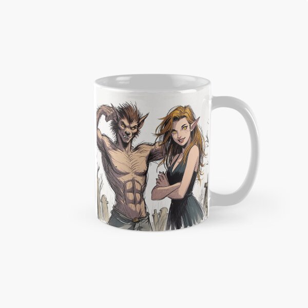 Item preview, Werewolf male and female cool halloween graphic novel style illustration art designed and sold by Vintage Designs +.