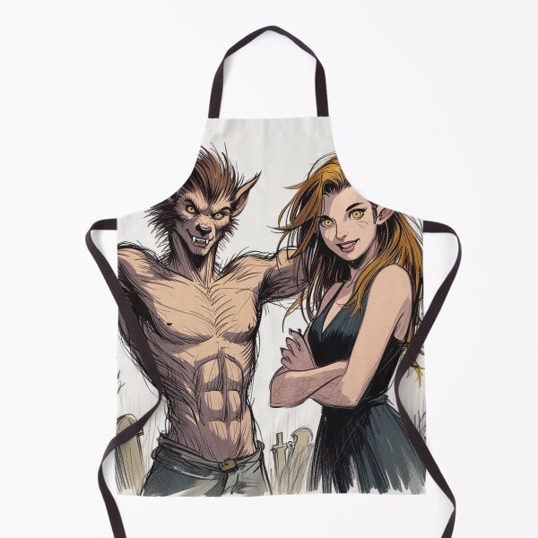 Item preview, Werewolf male and female cool halloween graphic novel style illustration art designed and sold by Vintage Designs +.