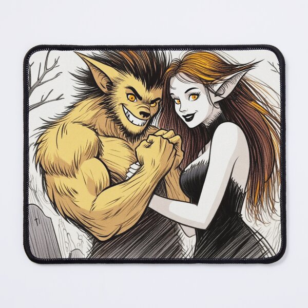 Item preview, Werewolf male and female cool halloween graphic novel style illustration art designed and sold by Vintage Designs +.