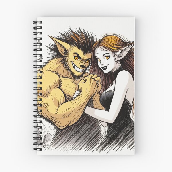 Item preview, Werewolf male and female cool halloween graphic novel style illustration art designed and sold by Vintage Designs +.