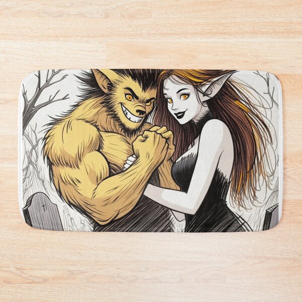 Item preview, Werewolf male and female cool halloween graphic novel style illustration art designed and sold by Vintage Designs +.