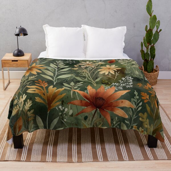 Item preview, Green leaves orange flower pattern cottagecore aesthetic designed and sold by cocomelon168.