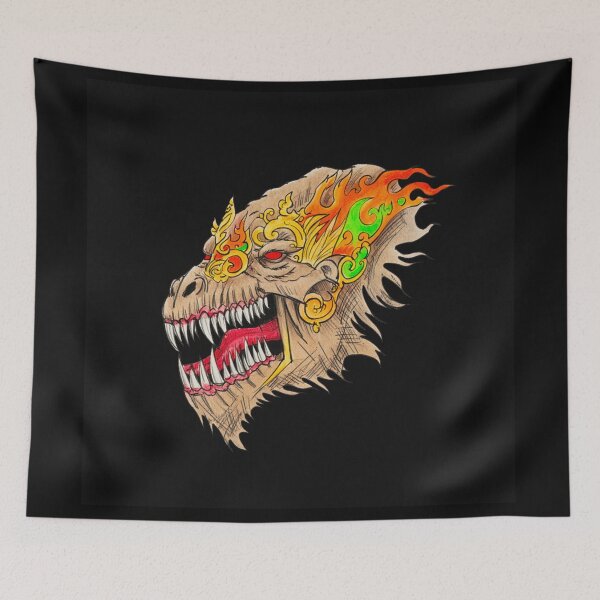 Item preview,  Cool retro horror Heavy Metal monster flaming evil creature design artwork illustration designed and sold by Vintage Designs +.