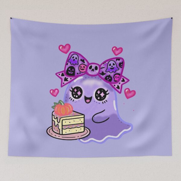 Item preview, Adorable ghost with a slice of pumpkin cake designed and sold by PerenoMislun.