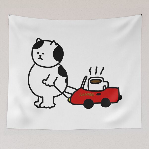 Item preview, a Cat with a cup of coffee in the toy car designed and sold by superbaechoo.
