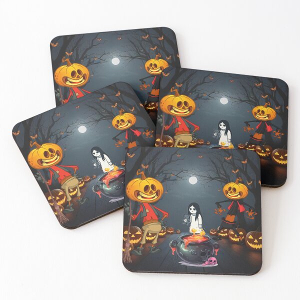 Item preview, Mischievous Pumpkins and Ghost at Halloween Cauldron designed and sold by JuanaDesigns.