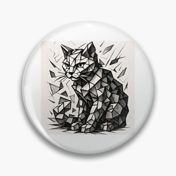 Item preview, Geometric Cat – Black and White Abstract Illustration designed and sold by quibrak.