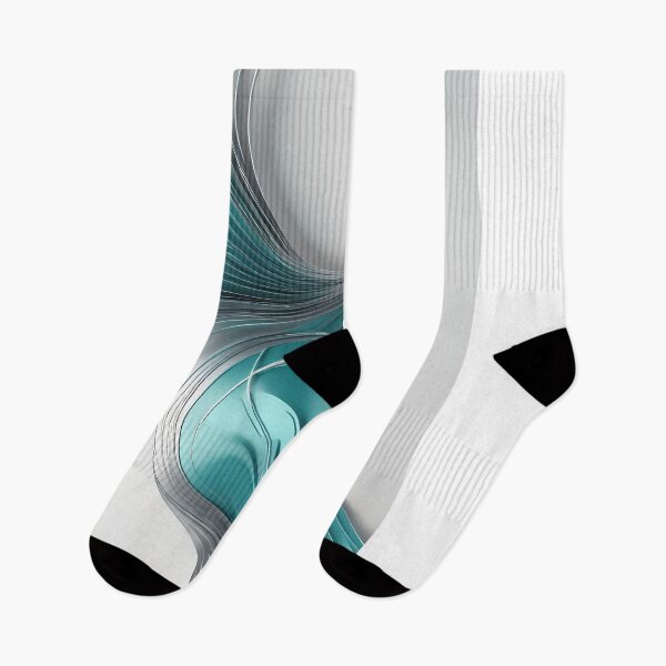 Item preview, Elegant Teal and Silver Abstract Wave – Luxury 3D Metallic Flowing Curves designed and sold by iiwart.