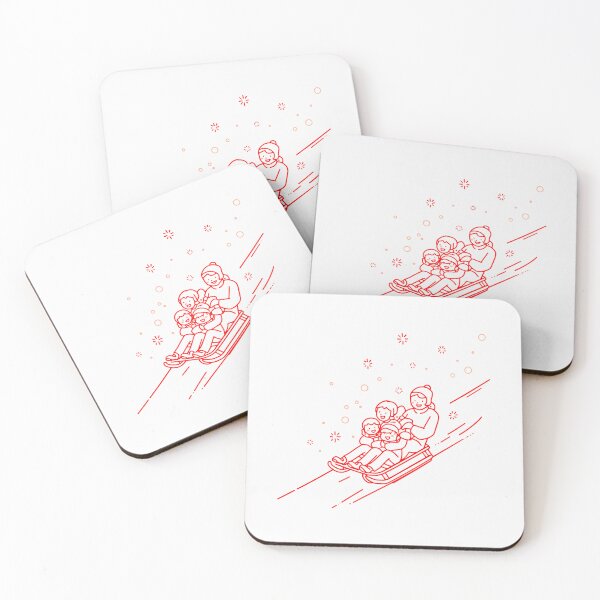 Item preview, Family of Four Sledding Down a Snowy Hill designed and sold by SplashTastic.