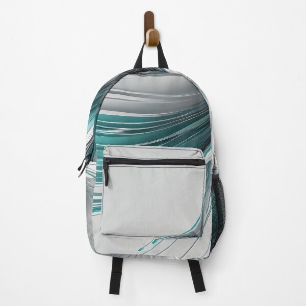 Item preview, Elegant Teal and Silver Abstract Wave – Luxury 3D Metallic Flowing Curves designed and sold by iiwart.
