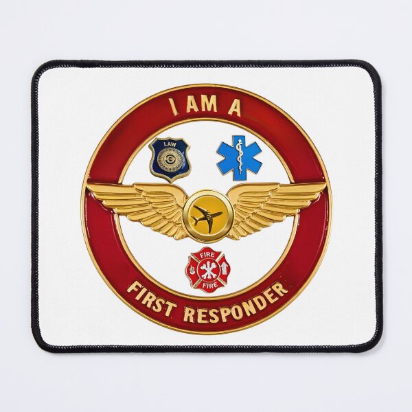 Item preview, I Am a First Responder – Flight Attendant Gold Wings with Red Ring designed and sold by EZNummus.