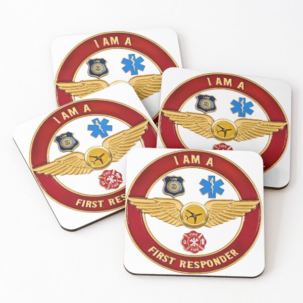 Item preview, I Am a First Responder – Flight Attendant Gold Wings with Red Ring designed and sold by EZNummus.