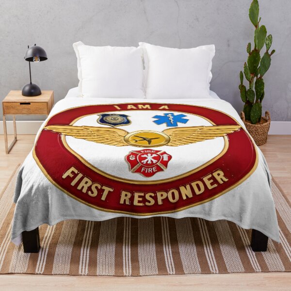 Item preview, I Am a First Responder – Flight Attendant Gold Wings with Red Ring designed and sold by EZNummus.