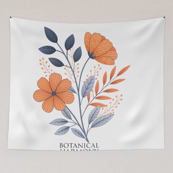 Item preview, Orange Floral and Gray Leaves Pattern – Watercolor Botanical Seamless Design designed and sold by VividOrganica.