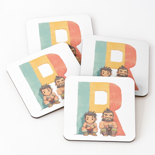 Item preview, Two Cute Strong Men Sitting in Front of Giant Letter R Illustration designed and sold by JunsH.