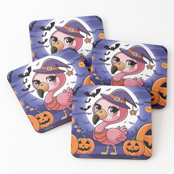 Item preview, Cartoon Flamingo Halloween Scene designed and sold by NeatThingLover.