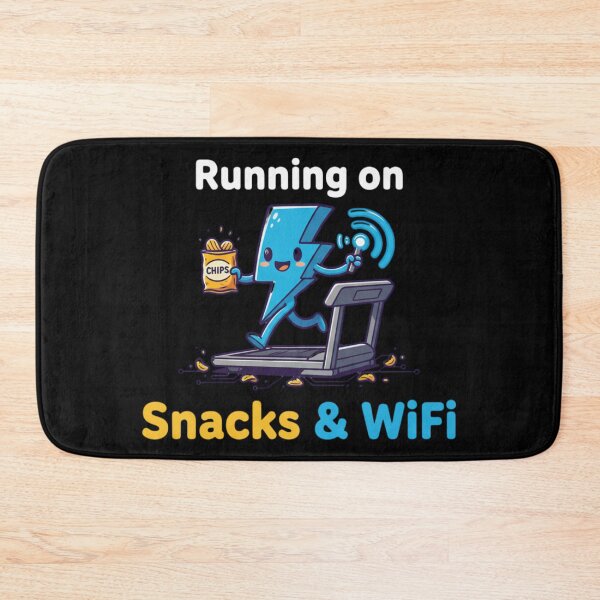Item preview, Running on Snacks and WiFi Logo designed and sold by Silent Watch Threads..