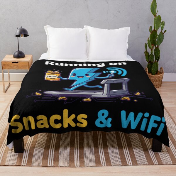 Item preview, Running on Snacks and WiFi Logo designed and sold by Silent Watch Threads..