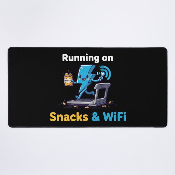 Item preview, Running on Snacks and WiFi Logo designed and sold by Silent Watch Threads..