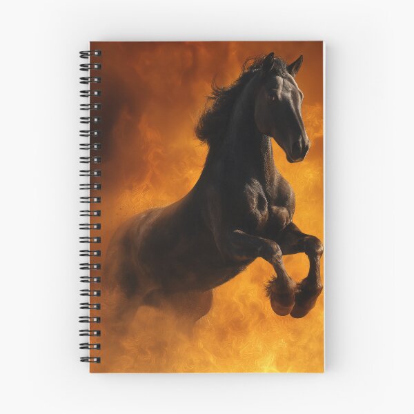 Item preview, A powerful black horse rearing up amid swirling smoke and blazing fire, creating a dramatic and intense atmosphere designed and sold by Julia Shepeleva.
