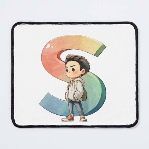 Item preview, Cute Boy in Hoodie Standing in Front of Giant Letter S Illustration designed and sold by JunsH.