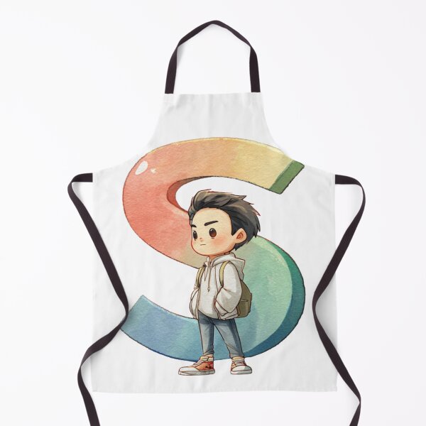 Item preview, Cute Boy in Hoodie Standing in Front of Giant Letter S Illustration designed and sold by JunsH.