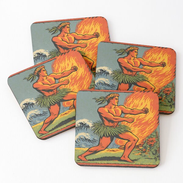 Item preview, Hawaiian Fire Dance Warrior – Vintage Island Art designed and sold by casualnature.