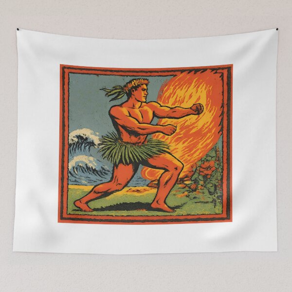 Item preview, Hawaiian Fire Dance Warrior – Vintage Island Art designed and sold by casualnature.
