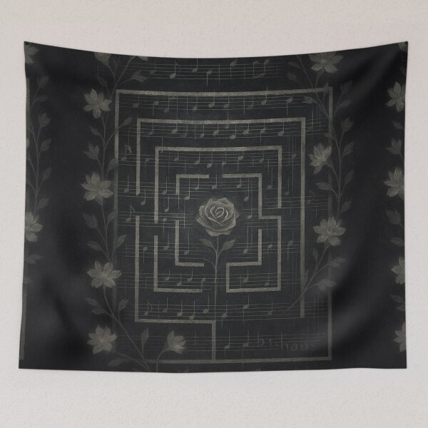 Item preview, Maze of Melody – Rose and Music Score Labyrinth designed and sold by Zenvo.