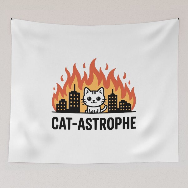 Item preview, Cat-Astrophe! Cute Cat Pun designed and sold by PMCreative.