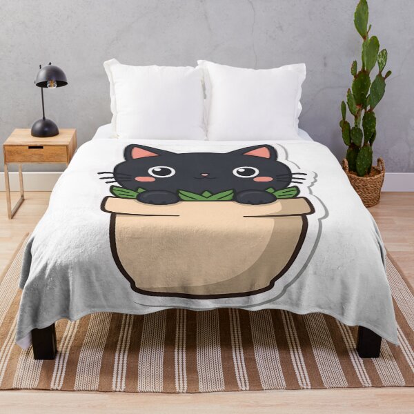 Item preview, Succulent & Cat Combo – Cute Kawaii Black Cat with Succulent Pot Sticker designed and sold by BoldPrints4.